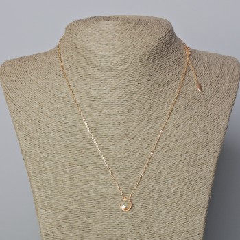 Řetízek Xuping s pozlacením 18K, tloušťka 1 mm, s přívěskem 'Měsíc' s bílým krystalem, průměr 10×9 mm, délka 46–51 cm