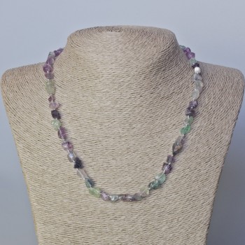 Náhrdelník z fluoritu, přírodní brusované korálky, průměr 6×8 mm ±, délka 45–49 cm