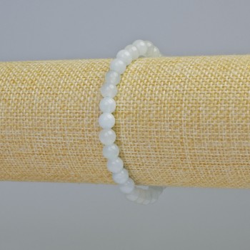 Náramek z akvamarínu, přírodní kámen, hladké korálky, průměr cca 6 mm, délka 18 cm, elastické provedení