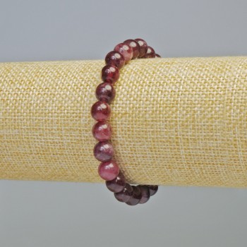 Náramek z rubelitu turmalínu, přírodní kámen, hladká kulička, průměr 8 mm, elastický, délka 18 cm+