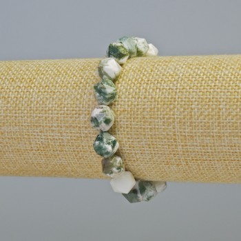 Náramek z mechového achátu, přírodní kámen, brusovaná kulička, průměr 10 mm ± (elastický), délka 18 cm+