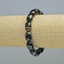 Náramek z hnědého achátu, hladké hranaté korálky, rozměr 10×14 mm ± (elastický), délka 18 cm+