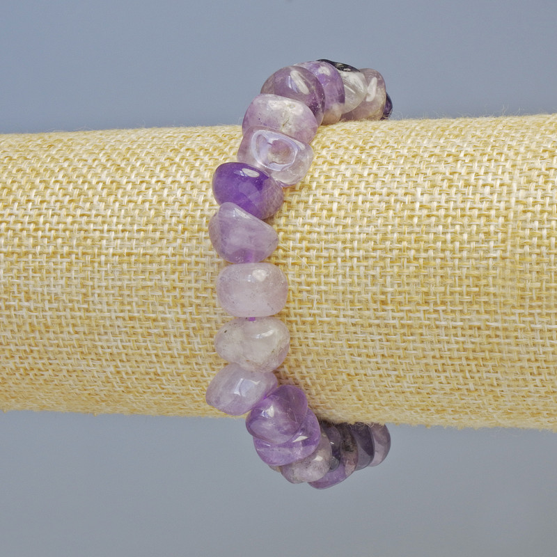 Náramek z ametystu, přírodní kámen, fasetované korálky, průměr 10,5×8 mm, elastický, délka 18 cm