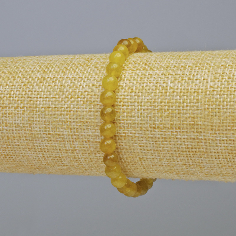 Náramek ze žlutého křemene, přírodní kámen, hladká korálka, průměr 6 mm ± (na elastické gumičce), délka 18 cm+