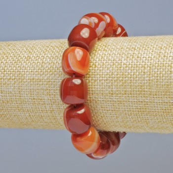 Náramek z karneolu, hladké cylindrické korálky, průměr 15×13,5 mm, 5 mm ± (elastický), délka 18 cm