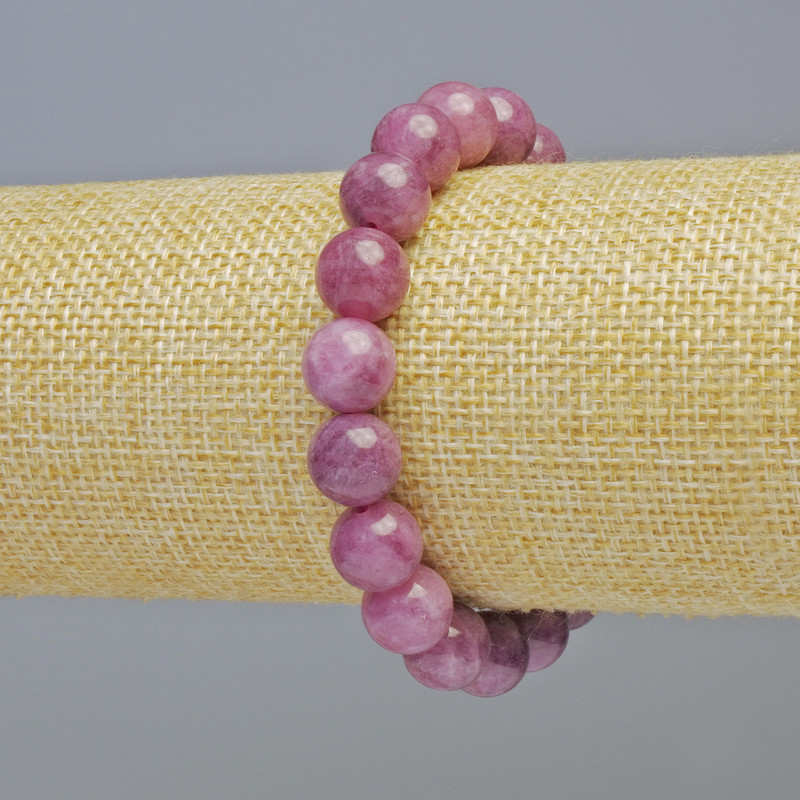 Náramek z rubelitu turmalínu, přírodní kámen, hladké korálky o průměru cca 10,5 mm ± (elastické provedení), délka cca 18 cm