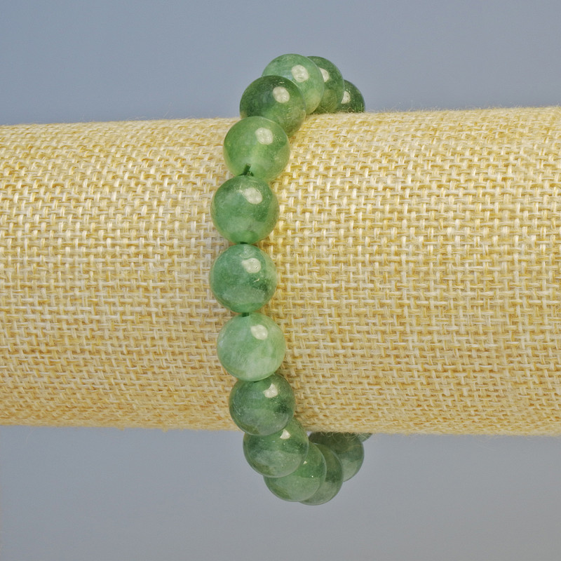 Náramek z jadeitu, přírodní kámen, hladký korálek, průměr 10,5 mm ± (elastické lanko), délka 18 cm+