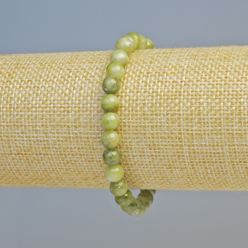 Náramek Zelený opál (umělý akryl) hladká korálka, průměr cca 6 mm ± (elastický), délka 18 cm+