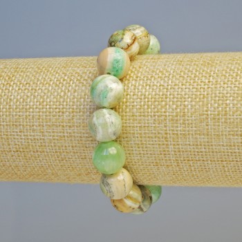 Náramek z imitace chrysoprasu (umělý akryl) hladká kulička, průměr 12 mm ± (elastický), délka 18 cm+