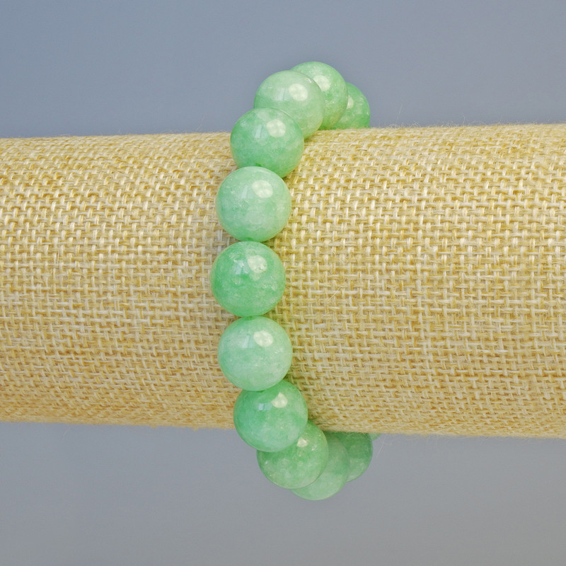 Náramek z amazonitu, přírodní kámen, hladká korálka, průměr 12 mm ± (elastický), délka 18 cm+