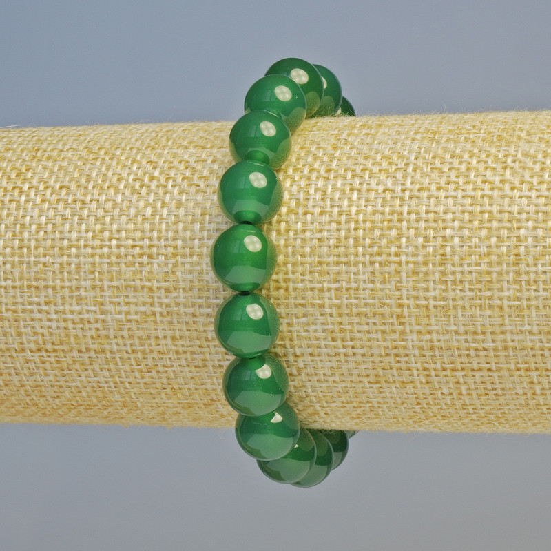 Náramek z hrizoprasu, přírodní kámen, hladká kulička, průměr 10 mm ± (elastický), délka 18 cm+