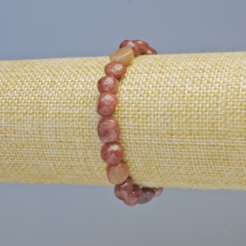 Náramek z jahodového křemene, přírodní kámen, facetované korálky, průměr 9×10 mm ± (elastické), délka 18 cm+