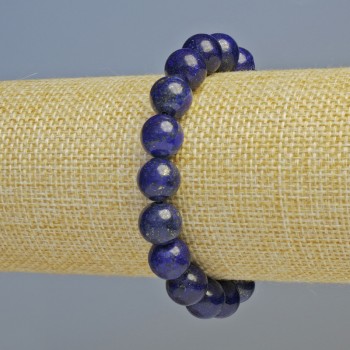 Náramek z přírodního lapisu lazuli, hladká korálka, průměr 10 mm ± (elastická šňůra), délka 18 cm+