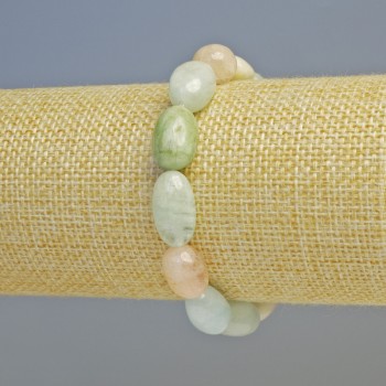 Náramek z morganitu, brusiované korálky, průměr 10×13 mm ± (elastické), délka 18 cm+