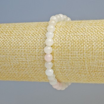 Náramek z morganitu z přírodního kamene, hladká kulička, průměr 6,5 mm ±, délka 18 cm