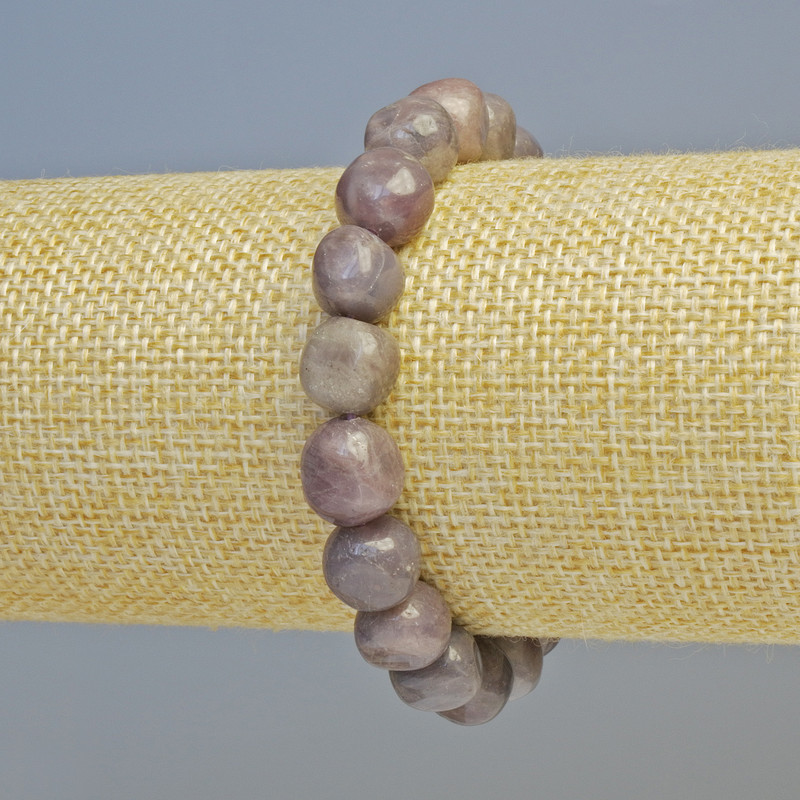 Náramek Purpurový turmalín z přírodního kamene s fazetovanými korálkami, průměr 10 mm ± (elastický), délka 18 cm+