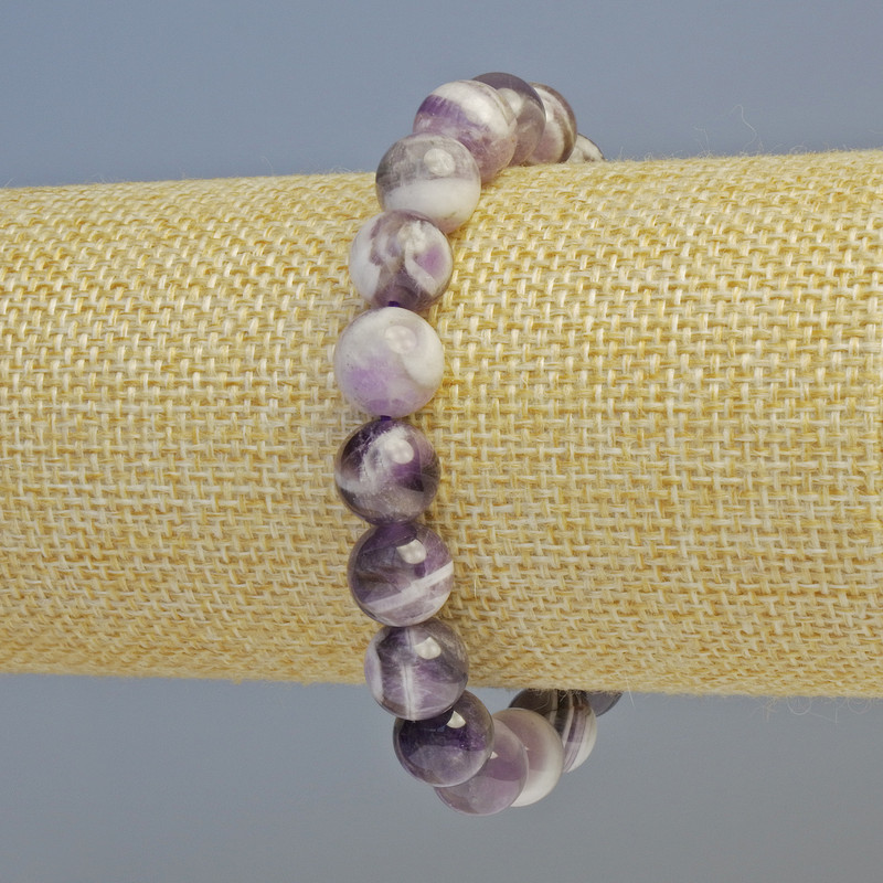 Náramek z ametystu, přírodní kámen, hladké kuličky Ø 10 mm, délka 18 cm, elastické provedení