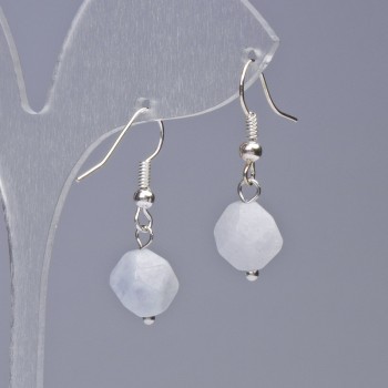 Náušnice z akvamarínu, přírodní kámen, fasetovaný víceúhelník, průměr 9×10 mm, délka 31 mm