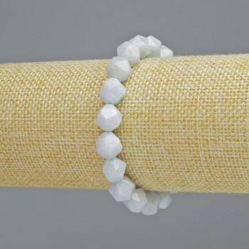 Náramek z akvamarínu, přírodní kámen, facetované korálky o průměru cca 9×10 mm ± (elastický), délka 18 cm+