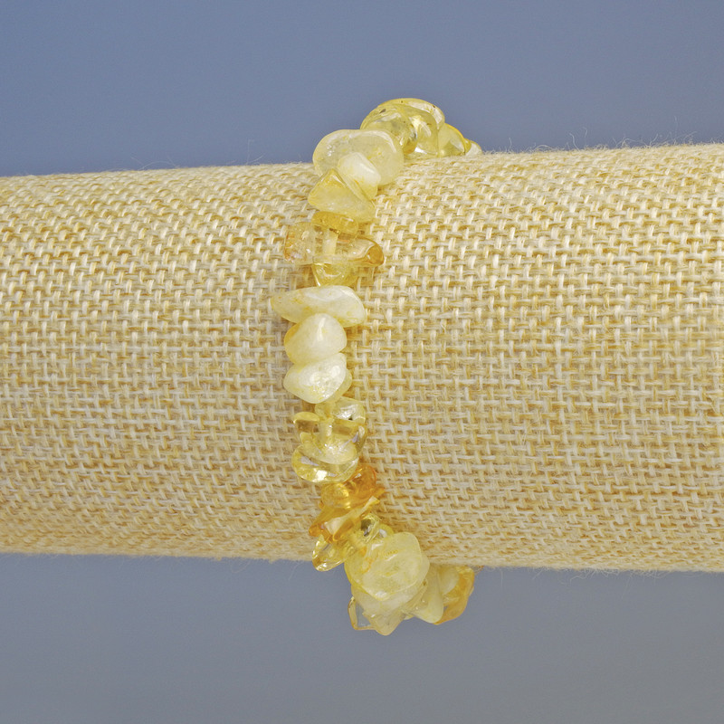 Náramek z přírodního citrínu, drobné kousky kamene, průměr 8×4 mm ± (elastický), délka 18 cm+