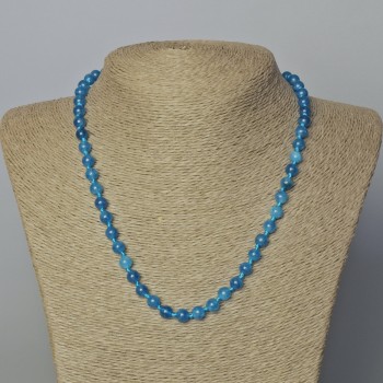 Náhrdelník z přírodního apatitového kamene, hladká kulička, průměr 6,5 mm, délka 45–48 cm