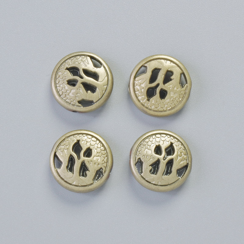 Korálek z hematitu, matné světle zlaté barvy, průměr 12×4,5 mm, ± (4 ks)