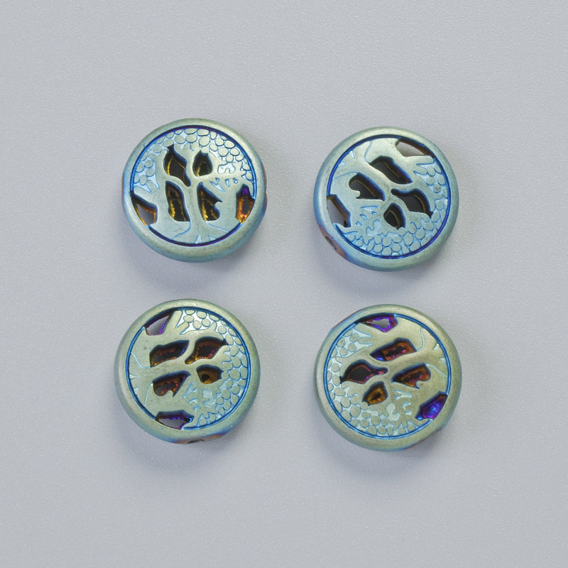 Korálka hematitu, matná barva chameleon, průměr 12×4,5 mm ± (4 ks)