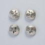 Hematitový korálek 'Strom' v stříbrné barvě, průměr cca 12,5×4,5 mm (4 ks)