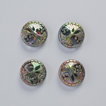 Hematitová korálka 'Strom' barva chameleon, průměr cca 12,5×4,5 mm (4 ks)