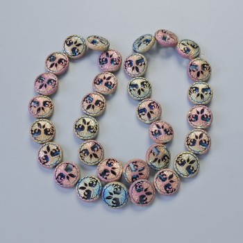 Korálky z hematitu «Strom» matný chameleon, průměr 12,5×4,5 mm, délka cca 41 cm, na šňůrce