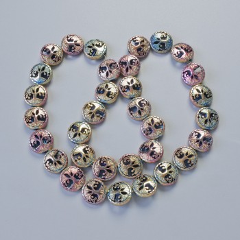 Hematitové korálky „Strom“ barva chameleon, průměr 12,5×4,5 mm, délka cca 41 cm na niti