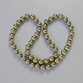 Korálky hematitu bronzové barvy, průměr 8 mm, délka cca 42 cm, na niti