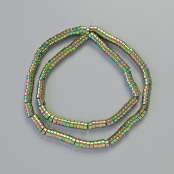 Korálky hematit rondelle, barva chameleon, průměr 5×2 mm, délka cca 42 cm, na niti