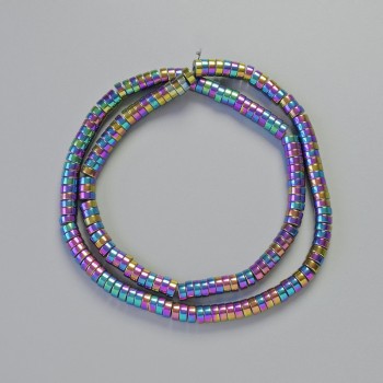 Korálky hematit rondelové, vícebarevné, průměr 5×2 mm, délka 42 cm na niti