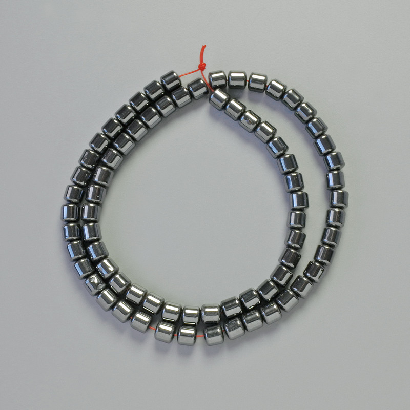 Hematit cylindrické korálky černé, průměr 5×5 mm, délka 42 cm