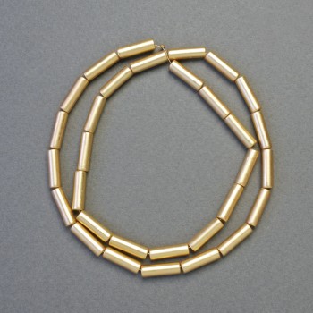 Korálky hematit cylindrické, barva matného zlata, průměr 13×4 mm, délka cca 42 cm, šňůra