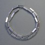 Hematitové korálky obdélníkového tvaru, stříbrná barva, průměr 12×4 mm, délka 42 cm, navlečené