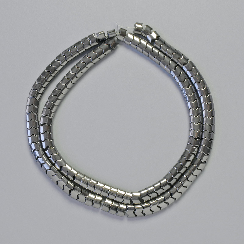 Náhrdelní korálky hematit hadí vzor zigzag, černá, průměr 5×4×3 mm, délka cca 40 cm