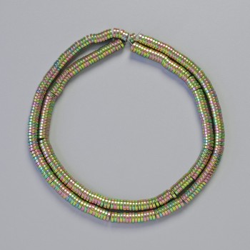 Korálky hematit rondelové, vícebarevné zlaté, průměr 4×1 mm, délka 40 cm, šňůra