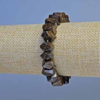 Náramek z bronzitu granovaný, průměr 10×7 mm, délka 18 cm, elastická gumička