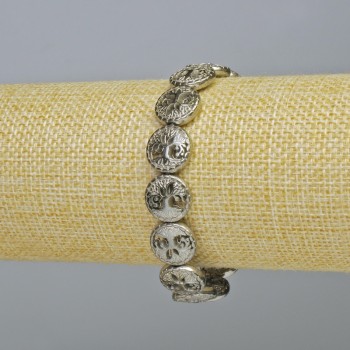 Náramek hematit 'Strom' stříbrná barva, průměr 12,5×4,5 mm ±, délka 18 cm ± (elastický)