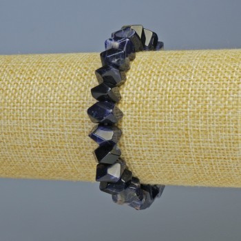 Náramek sodalit, přírodní kámen, broušené rondelové korálky, průměr cca 10,5×6,5 mm, délka 18 cm +/- (elastický)