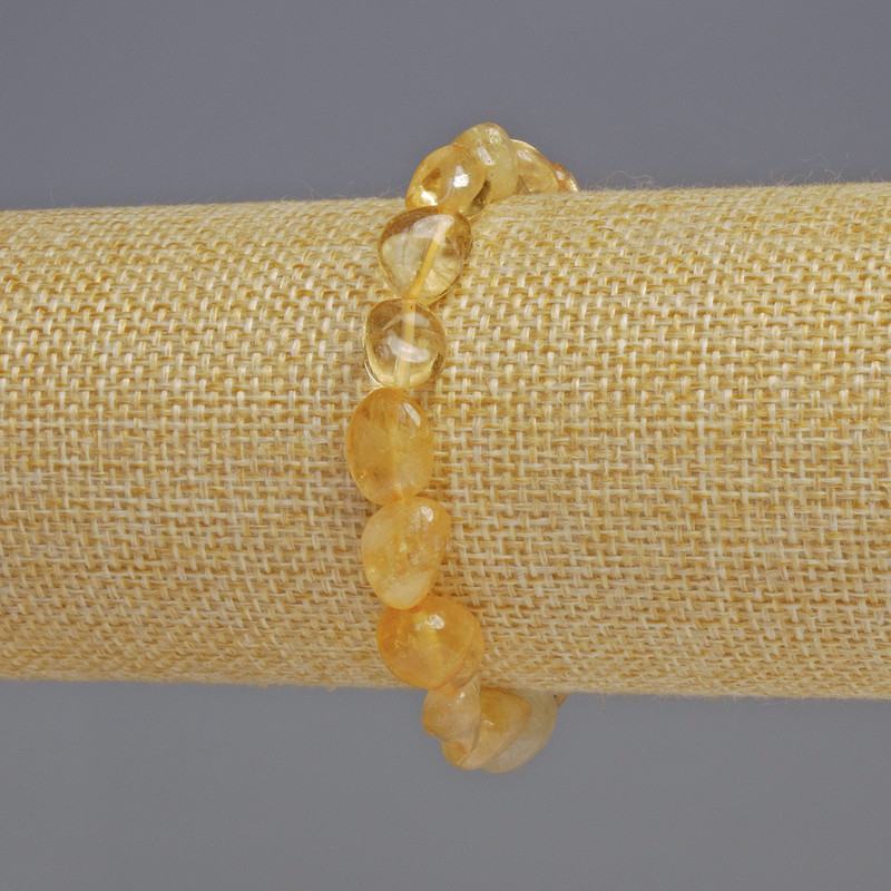 Náramek z citrínu, přírodní kámen, facetované korálky, průměr 8×8×5 mm, délka 18 cm ±, pružný