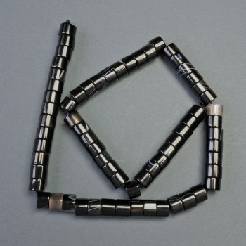 Korálky černého achátu na niti, přírodní kámen, rondel, průměr 8×6 mm, délka 39 cm