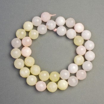 Morganitové korálky na niti z přírodního kamene, broušené kuličky, průměr 10 mm +/-, délka 38 cm +/-