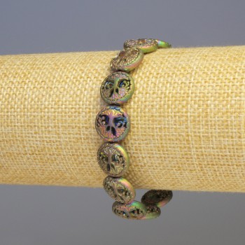 Náramek z hematitu a dřeva, multicolor, průměr 12×4 mm, délka 18 cm, elastický