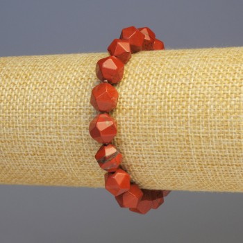 Náramek z červeného jaspisu, přírodní kámen, víceúhelníkové korálky, průměr 8×8 mm, délka 18 cm, elastický