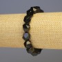 Náramek ze slunečního obsidiánu, přírodní kámen, víceúhelníkové korálky, průměr 11×11 mm ±, délka 18 cm ±, elastická šňůra