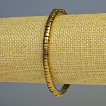 Náramek z hematitu – rondely, barva tmavé zlato, průměr 5×2 mm, délka 18 cm, elastický