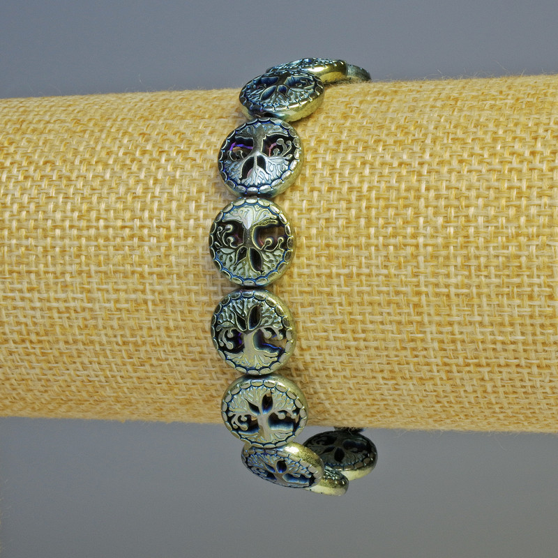 Náramek hematit «Strom» barva chameleon, průměr 12,5×4,5 mm, délka 18 cm, elastický